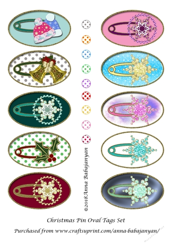 Christmas Pin Oval Tags Set