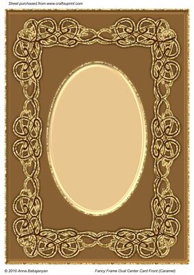 Fancy Frame Oval Center Card Front (caramel)