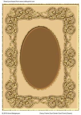 Fancy Frame Oval Center Card Front (cream)