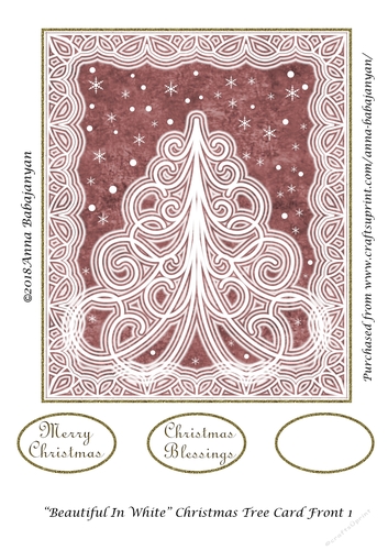 Beautiful In White Christmas Tree Card Front 1