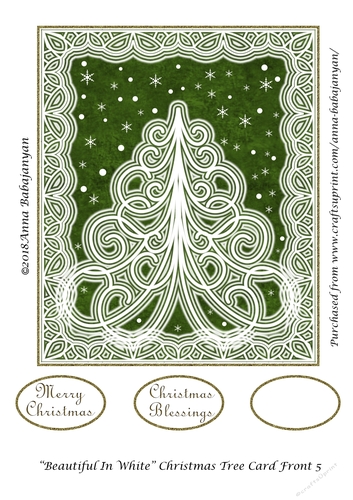 Beautiful In White Christmas Tree Card Front 5