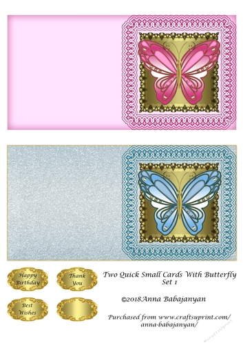 Two Quick Small Cards With Butterfly Set 1
