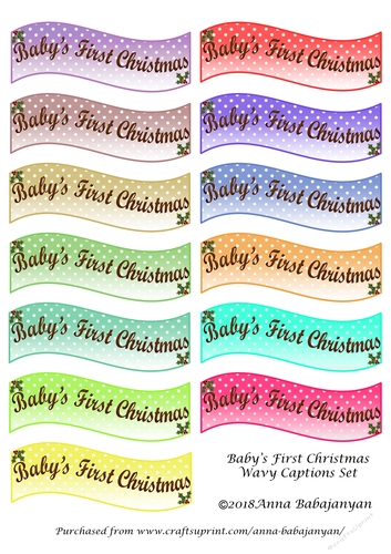 Babys First Christmas Wavy Captions Set