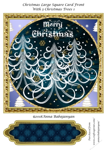 Christmas Large Square Card Front With 3 Christmas Trees 1