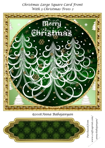 Christmas Large Square Card Front With 3 Christmas Trees 2