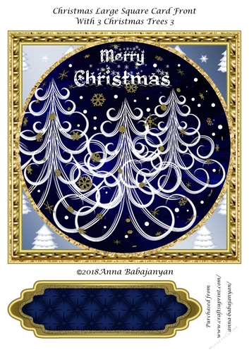 Christmas Large Square Card Front With 3 Christmas Trees 3