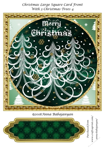 Christmas Large Square Card Front With 3 Christmas Trees 4