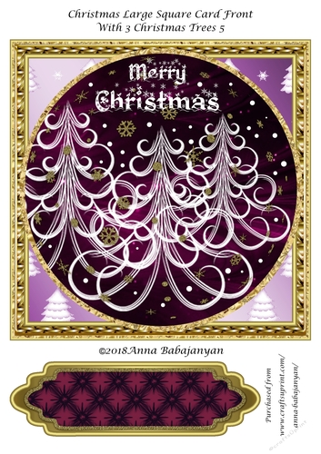 Christmas Large Square Card Front With 3 Christmas Trees 5