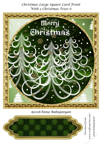 Christmas Large Square Card Front With 3 Christmas Trees 6