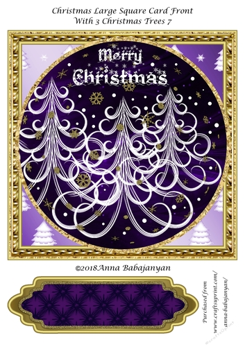 Christmas Large Square Card Front With 3 Christmas Trees 7