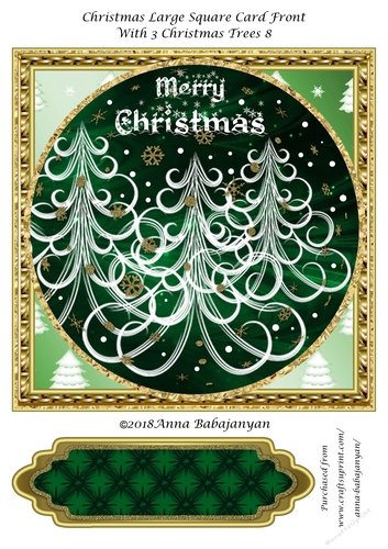 Christmas Large Square Card Front With 3 Christmas Trees 8