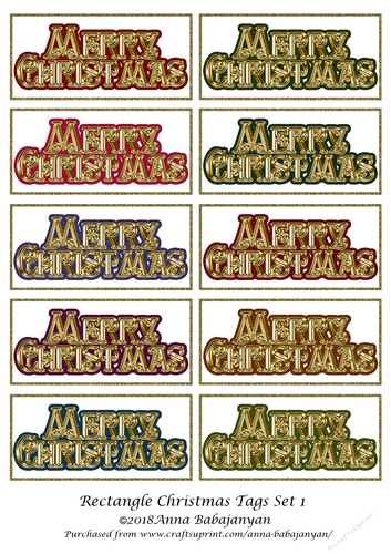 Rectangle Christmas Tags Set 1