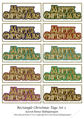 Rectangle Christmas Tags Set 2