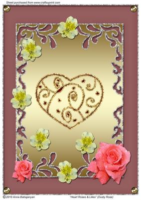 Heart Roses & Lilies (dusty Rose)