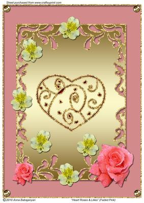 Heart Roses & Lilies (faded Pink)