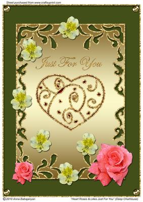 Heart Roses & Lilies Just for You (deep Chartreuse)