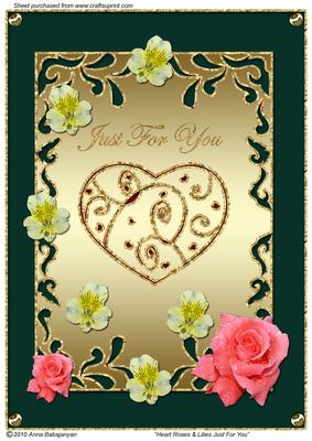 Heart Roses & Lilies Just for You (forest Green)