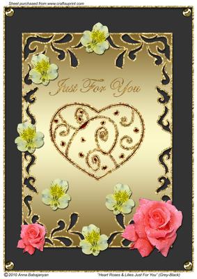 Heart Roses & Lilies Just for You (grey-black)