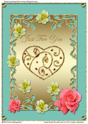 Heart Roses & Lilies Just for You (light Turquoise)