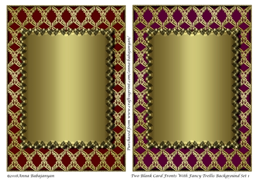 Two Blank Card Fronts With Fancy Trellis Background Set 1