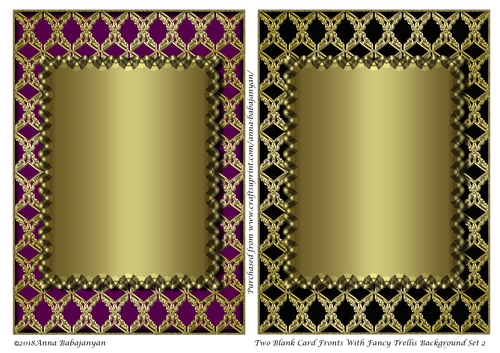 Two Blank Card Fronts With Fancy Trellis Background Set 2