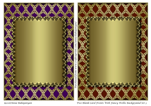 Two Blank Card Fronts With Fancy Trellis Background Set 3