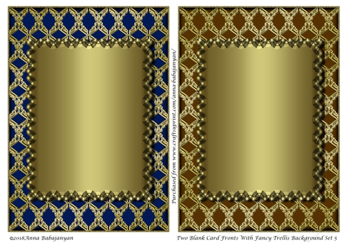 Two Blank Card Fronts With Fancy Trellis Background Set 5