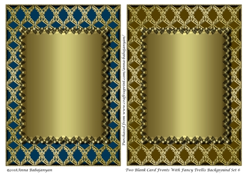 Two Blank Card Fronts With Fancy Trellis Background Set 6