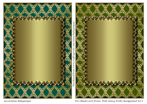 Two Blank Card Fronts With Fancy Trellis Background Set 8