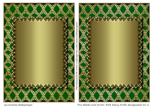 Two Blank Card Fronts With Fancy Trellis Background Set 10