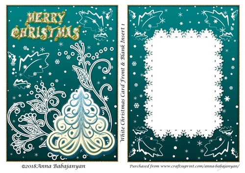 White Christmas Card Front & Blank Insert 1