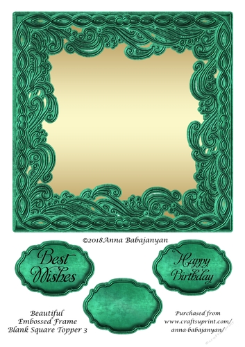 Beautiful Embossed Frame Blank Square Topper 3