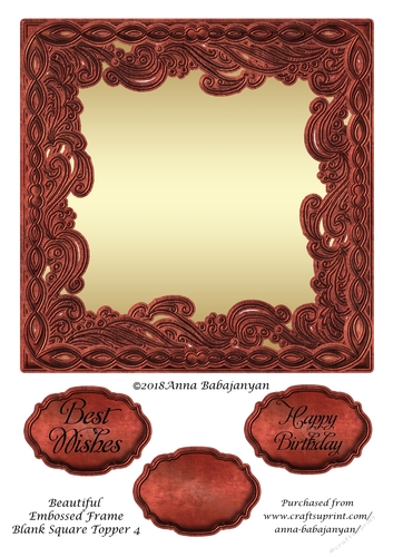 Beautiful Embossed Frame Blank Square Topper 4