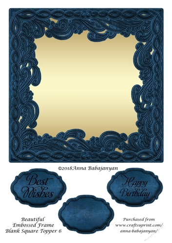 Beautiful Embossed Frame Blank Square Topper 6