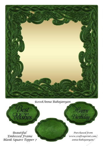 Beautiful Embossed Frame Blank Square Topper 7