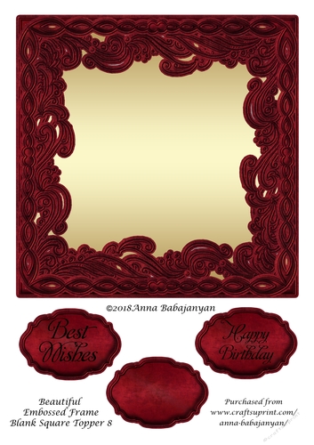 Beautiful Embossed Frame Blank Square Topper 8
