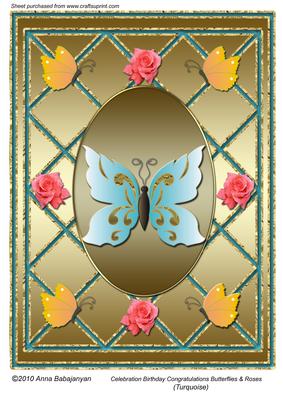 Celebration Birthday Congratulations Butterflies & Roses