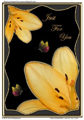 Lilies & Butterflies Just for You Card