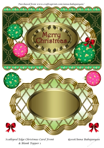 Scalloped Edge Christmas Card Front & Blank Topper 1