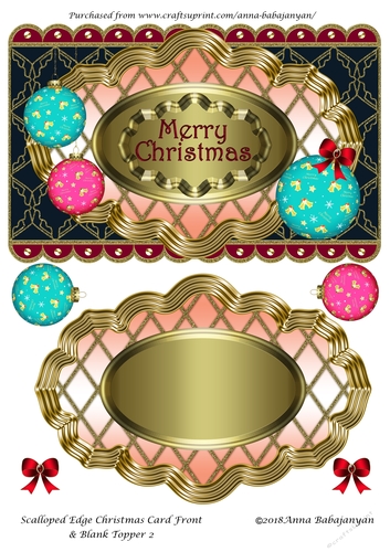 Scalloped Edge Christmas Card Front & Blank Topper 2