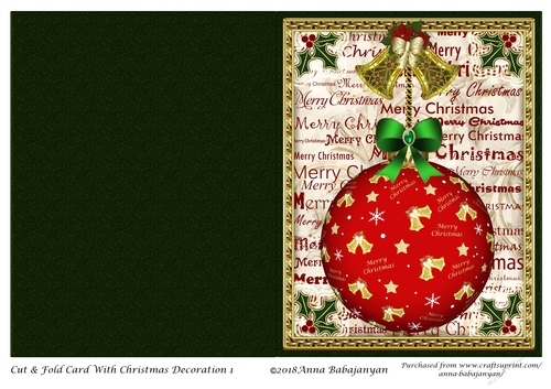 Cut & Fold Card With Christmas Decoration 1