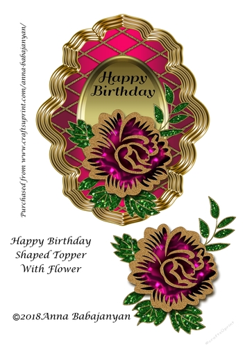 Happy Birthday Shaped Topper With Flower