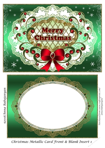 Christmas Metallic Card Front & Blank Insert 1