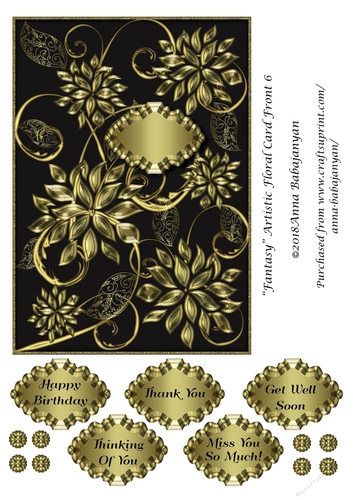 Fantasy Artistic Floral Card Front 6
