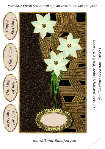 Contemporary Topper With 3 Flowers For Various Occasion Cards 1