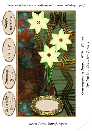 Contemporary Topper With 3 Flowers For Various Occasion Cards 2