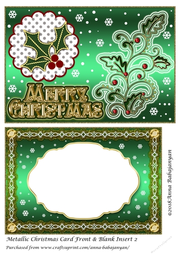 Metallic Christmas Card Front & Blank Insert 2