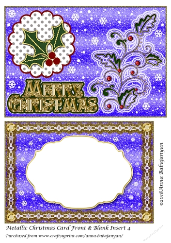 Metallic Christmas Card Front & Blank Insert 4
