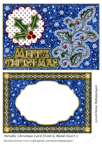 Metallic Christmas Card Front & Blank Insert 5