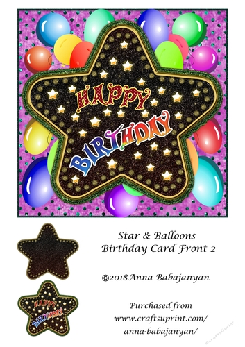 Star & Balloons Birthday Card Front 2